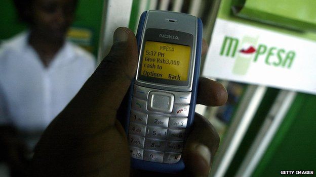 Phone showing M-Pesa payment