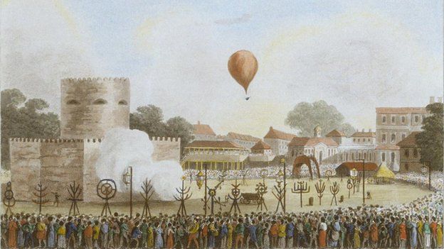 James Sadler's son John ascends in his father's balloon on 1 August 1814