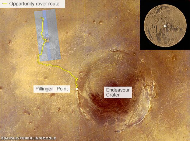 Location of Pillinger Point on Mars