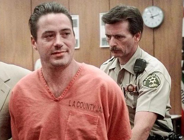 Robert Downey Jr in a jail outfit