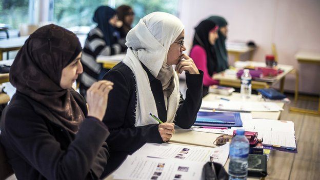 Pupils attend an Arabic course, on 16 October 16, 2012, in Saint-Leger-de-Fougeret, central France.