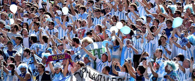 Argentina fans watch the World Cup match against Switzerland