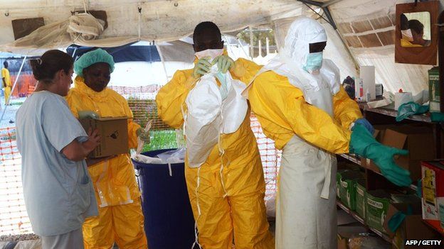 Medical staff at Ebola isolation ward in Conakry, Guinea