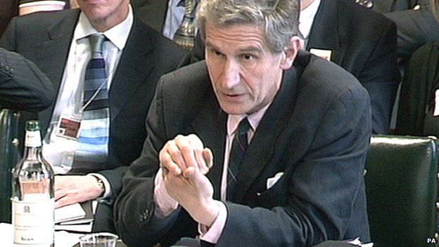 Lord Stevenson facing a Select Committee hearing in April 2013