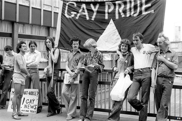 Gay pride demo, 1977