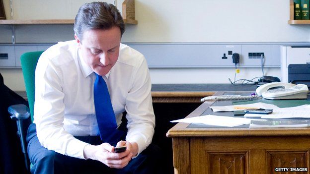 David Cameron with mobile phone