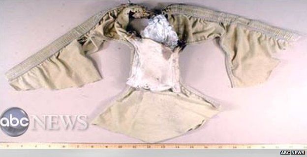 Bomb in underpants worn by Umar Farouk Abdulmutallab (27 December 2009)