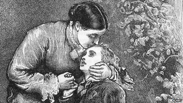 Victorian illustration of mother and son