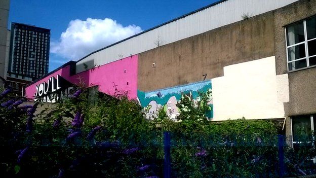 Wall where Rolf Harris mural has been removed
