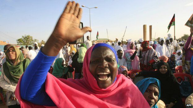 An opposition supporter at a rally in Khalifa Square in Sudan's twin capital of Omdurman on 29 June 2013