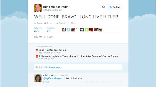 Screenshot of Bung Moktar Radin's public Twitter page.