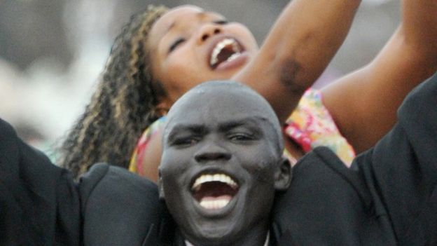 People celebrating South Sudan's independence in 2011
