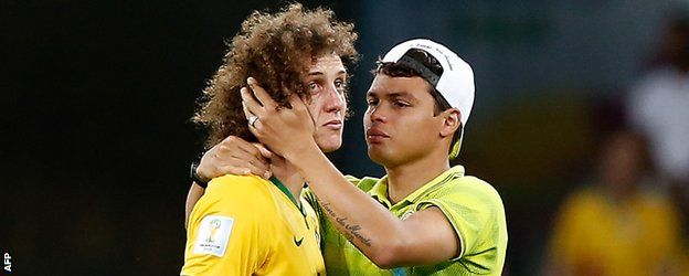 Brazil's David Luiz and Thiago Silva