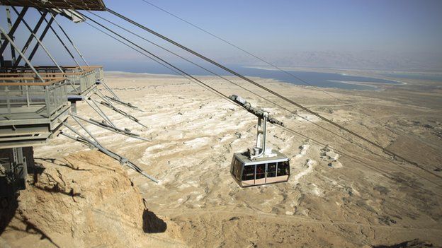 A cable car near the Masada National Park in Israel.