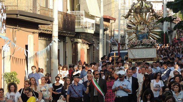 Religious procession in Oppido Mamertina. 2 July 2014