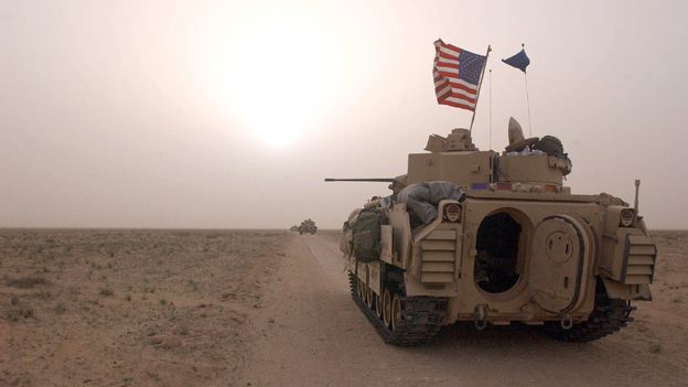US tank on Kuwait/Iraq border, on the eve of the 2003 Iraq invasion