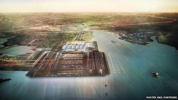 Artists impression of Foster and Partners' proposed Isle of Grain airport