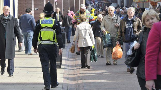 Police officer in Ipswich town centre