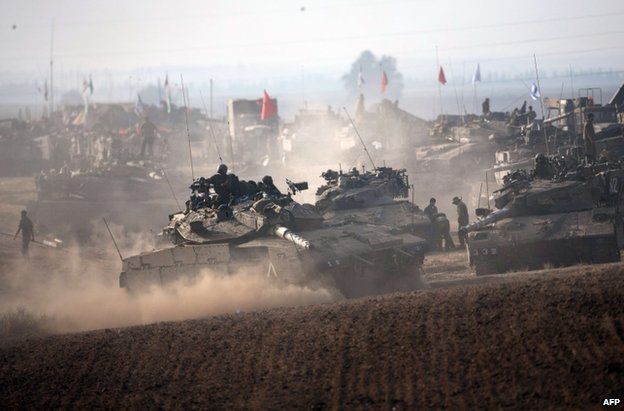 Israeli tanks near the Gaza Strip, 12 July