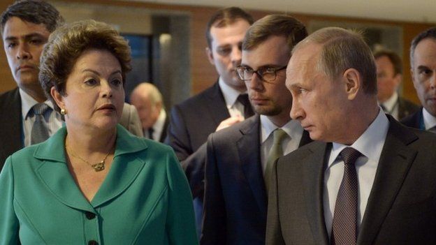 Brazil's President Dilma Rousseff and Russia's President Vladimir Putin