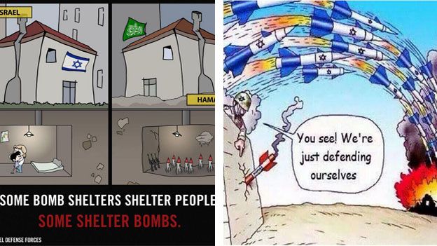 IDF and Hamas cartoons