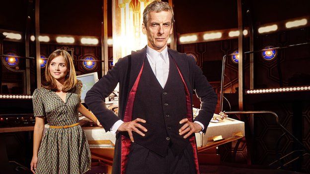 Peter Capaldi as the Doctor with co-star Jenna Coleman