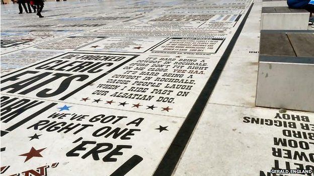 The Comedy carpet was unveiled by Ken Dodd on 10 October 2011. This part of the promenade is covered with hundreds of catchphrases and quotes from many entertainers who have performed at Blackpool over the years.