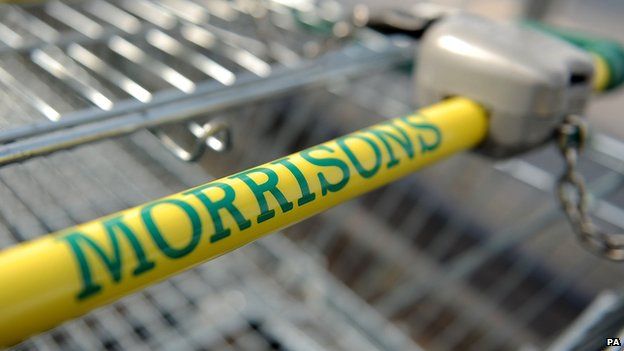 Handle of a Morrisons supermarket trolley