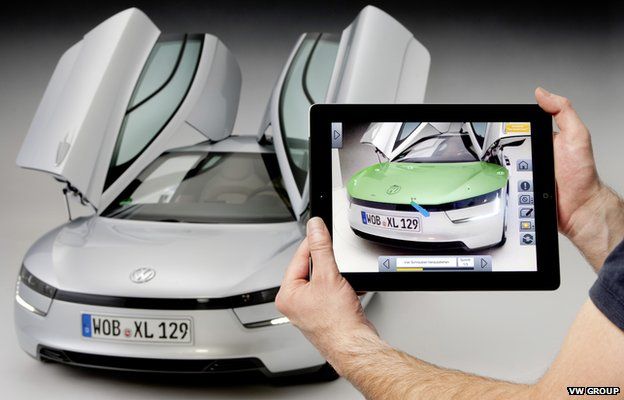 VW XL1 viewed through tablet camera