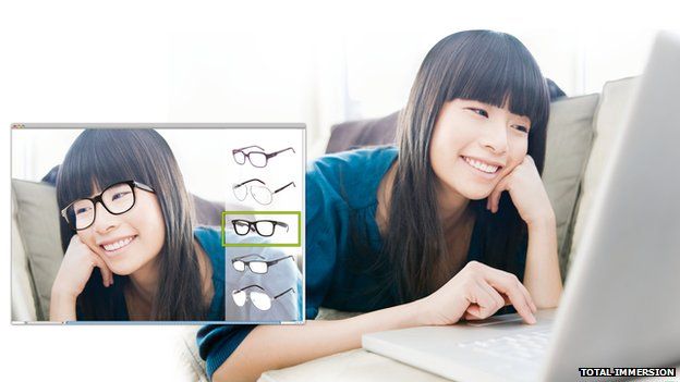 Promo pic of girl trying on virtual glasses