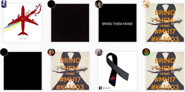 A screengrab of eight Instagram profile picture on the hashtag #BringThemHome