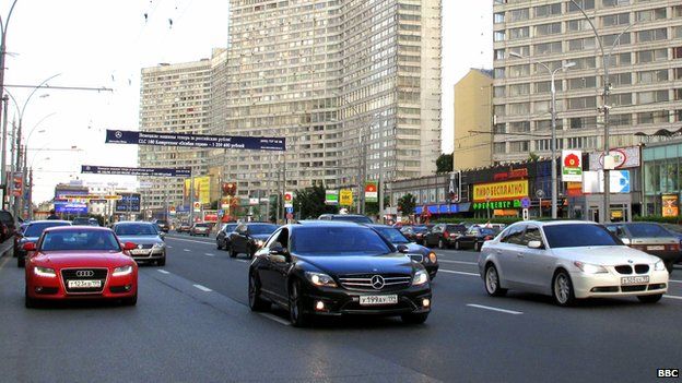 German luxury cars in Moscow - file pic