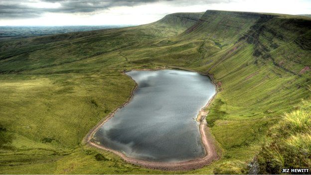 Llyn Y Fan Fach and the Black Mountain in the Carmarthenshire part of the Brecon Beacons National Park