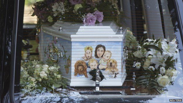 Peaches Geldof's coffin arrives for her funeral service