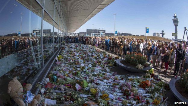 Flowers left at Schiphol Airport