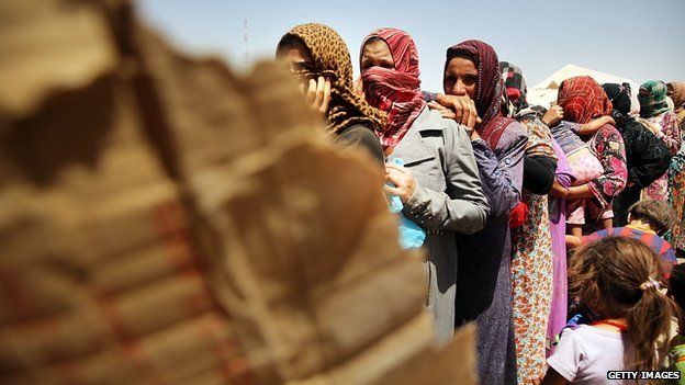 Desperate Iraqi women at the Khazair displacement camp on 30 June 2014 in Khazair, Iraq.