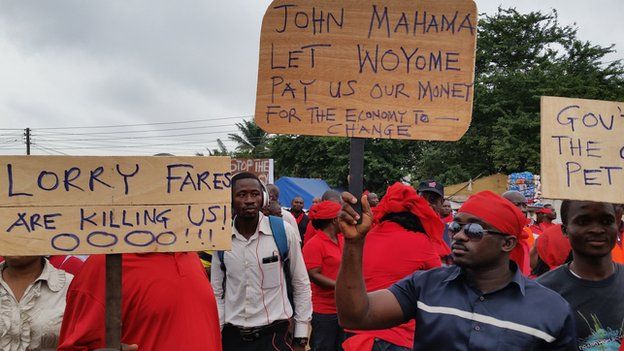 Protesters angry with the rise in the cost of living in Accra, Ghana - Thursday 24 July 2014