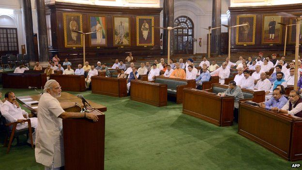 Narendra Modi addressing BJP MPs