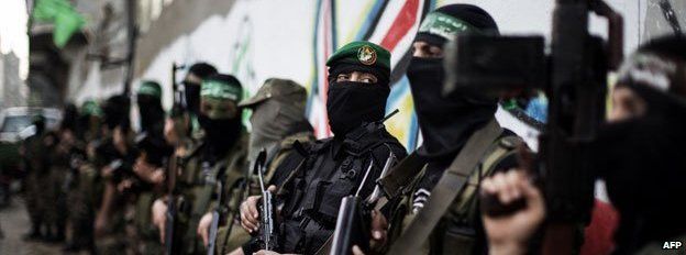 Members of Hamas's Qassam Brigades