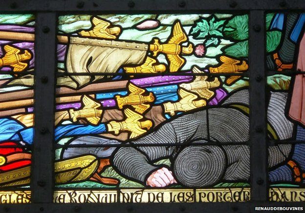 Dead soldier, stained glass