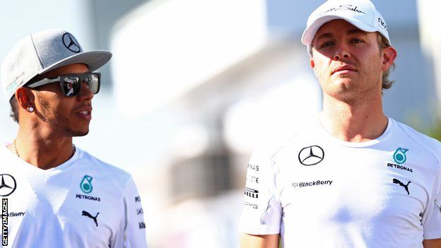 Mercedes drivers Nico Rosberg and Lewis Hamilton