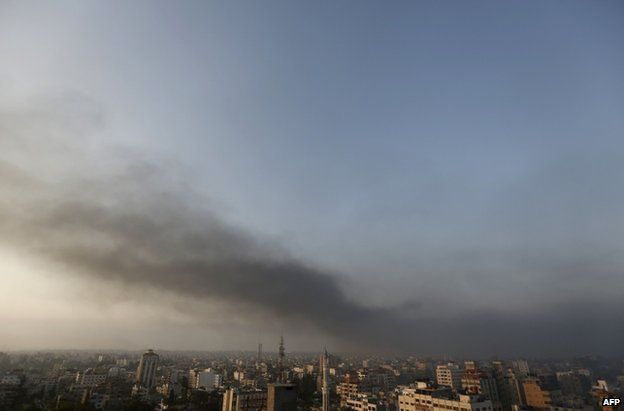 Smoke over Gaza City, 29 July