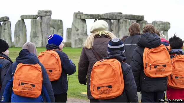 Children on a school trip to Stonehenge