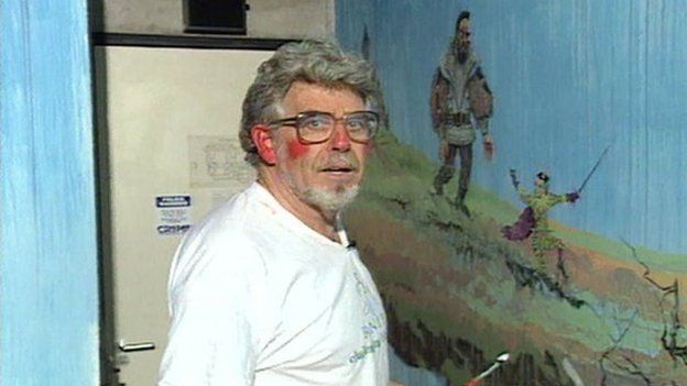 Rolf Harris with Theatre Royal mural