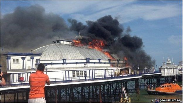 Eastbourne Pier on fire