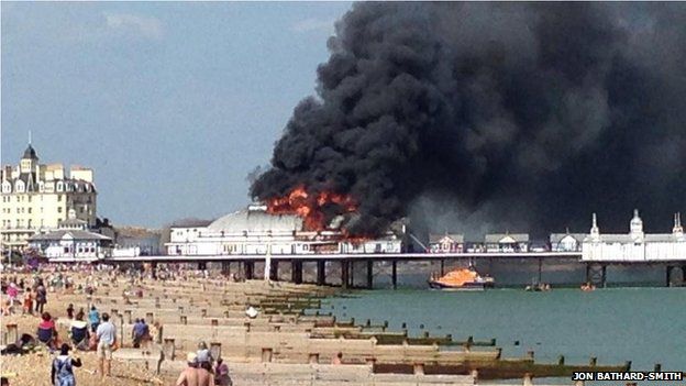 Eastbourne Pier on fire