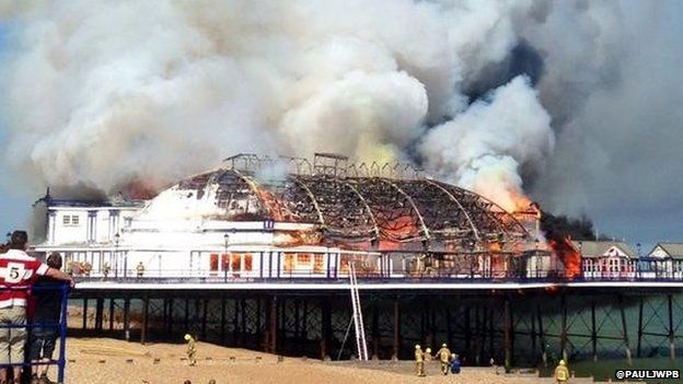 Eastbourne Pier on fire