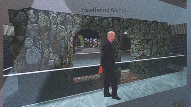 Design showing the two remaining Hawthorn Arches from the Church of the Annunication