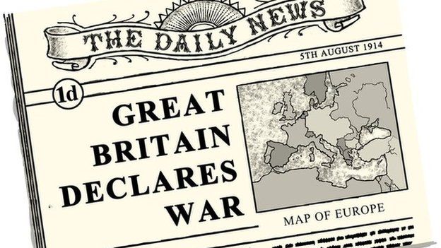 Newspaper headline illustration "Great Britain declares war"
