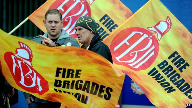 Firefighters on the picket line